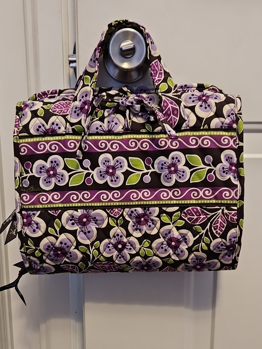 Vera Bradley Purple & Green Floral Quilted Travel Tote